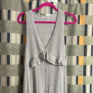 Gray Ribbed Sleeveless Jumpsuit